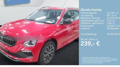 Rot Gebraucht 2025 Skoda Kamiq SUV | 25.780 € (Guter Preis)