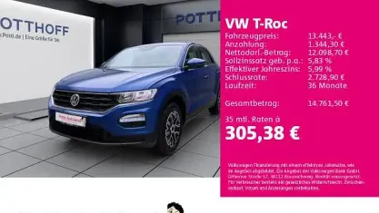 Gebraucht VW T-Roc 116 PS (85 kW) 2018 Blau SUV