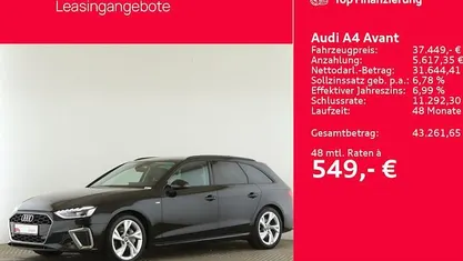 Schwarz Gebraucht 2024 Audi A4 S-Line Kombi | 35.879 € (Fairer Preis)