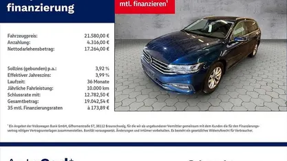 Aquamarinblau metallic Gebraucht 2023 VW Passat Business Kombi | 21.580 € (Guter Preis)