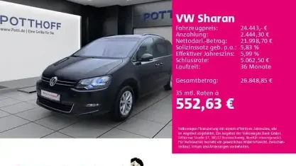Gebraucht VW Sharan Comfortline 150 PS (110 kW) 2018 Deep black perleffekt Van / Kleinbus
