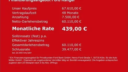 Neu Ford Ranger Raptor 205 PS (150 kW) 2026 Schwarz Pickup