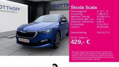 Gebraucht Skoda Scala Style 150 PS (110 kW) 2019 Raceblau metallic Kleinwagen