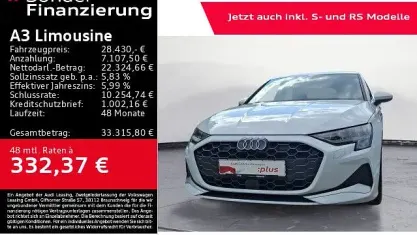 Gebraucht Audi A3 Advanced Plus 150 PS (110 kW) 2025 Gletscherweiß metallic Limousine