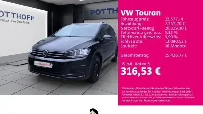 Gebraucht VW Touran United 150 PS (110 kW) 2020 Deep black perleffekt Van / Kleinbus