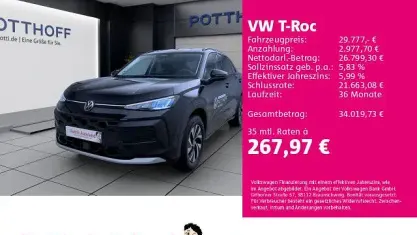 Gebraucht VW T-Roc Life 116 PS (85 kW) 2026 Schwarz SUV