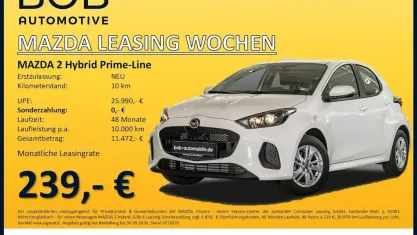 Neu Mazda 2 Prime-Line 116 PS (85 kW) 2026 Weiß Kleinwagen