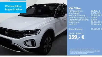 Second-hand VW T-Roc Goal 150 CP (110 kW) 2025 Alb SUV
