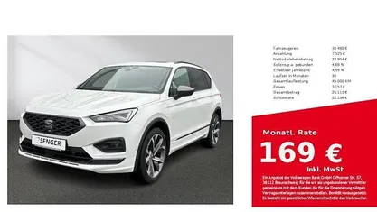 Gebraucht Seat Tarraco FR 245 PS (180 kW) 2022 Oryx weiss perlmutteffekt SUV
