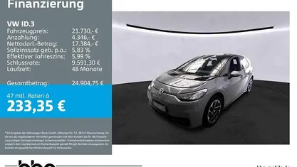 Gebraucht VW ID.3 Pro Performance 150 kW (204 PS) 2022 Grau Kleinwagen
