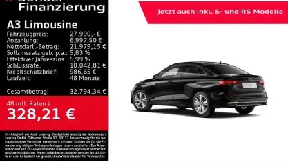 Gebraucht Audi A3 Advanced Plus 116 PS (85 kW) 2026 Mythosschwarz metallic Limousine