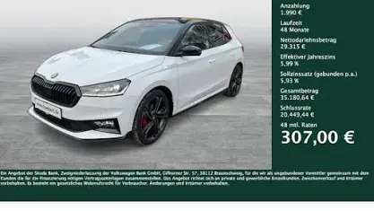 Neu Skoda Fabia 177 PS (130 kW) 2026 Moonweiß perleffekt / blac... Kleinwagen