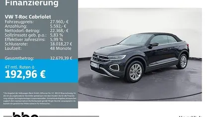 Gebraucht VW T-Roc Cabriolet Style 116 PS (85 kW) 2025 Cabrio