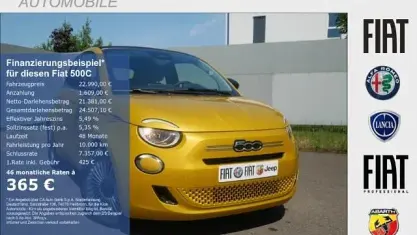 Neu Fiat 500C Icon 65 PS (47 kW) 2026 Sun of italy gelb metallic Cabrio