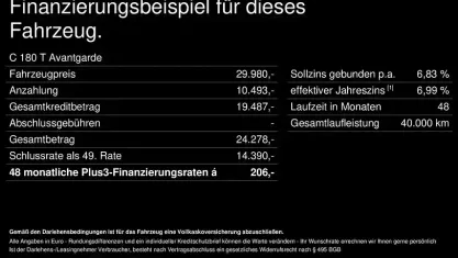 Gebraucht Mercedes C180 Avantgarde 170 PS (125 kW) 2023 Unilack schwarz uni Kombi