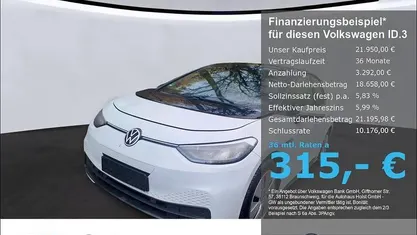 Gebraucht VW ID.3 Pure 110 kW (150 PS) 2022 Weiß Kleinwagen