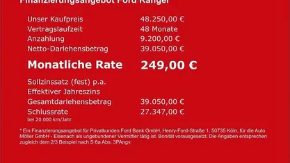 Silber Neu 2026 Ford Ranger XLT Abholung | 48.250 € (Superpreis)