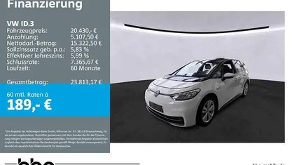 Gebraucht VW ID.3 Pure 110 kW (150 PS) 2022 Blanco nevada/schwarz Kleinwagen