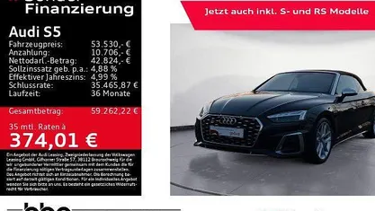 Mythosschwarz metallic Gebraucht 2023 Audi S5 Cabriolet Ambiente Cabrio | 53.530 € (Fairer Preis)