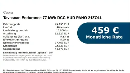 Ny Cupra Tavascan Endurance 210 kW (286 HK) 2026 Grå SUV