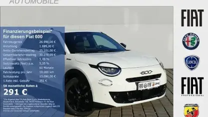 Neu Fiat 600 Sport 145 PS (106 kW) 2026 Gelato weiß SUV