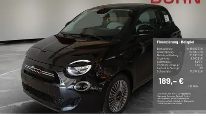 Neu Fiat 500 Icon 65 PS (47 kW) 2026 Onyx schwarz Limousine