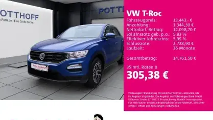 Gebraucht VW T-Roc 116 PS (85 kW) 2018 Blau SUV