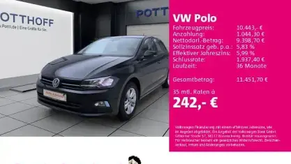 Gebraucht VW Polo Comfortline 95 PS (69 kW) 2018 Schwarz Kleinwagen