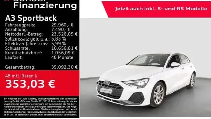 Gebraucht Audi A3 S-Line 150 PS (110 kW) 2025 Weiß Limousine