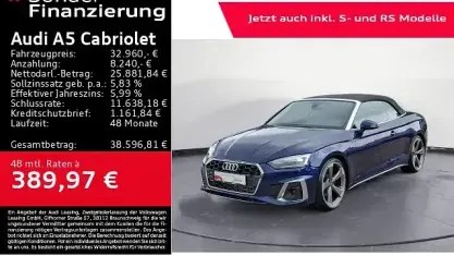 Gebraucht Audi A5 Cabriolet S-Line 150 PS (110 kW) 2022 Blau Cabrio