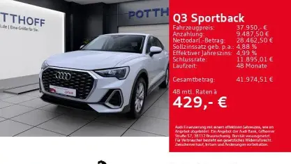 Gebraucht Audi Q3 Sportback S-Line 150 PS (110 kW) 2025 Gletscherweiß metallic SUV
