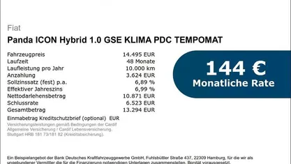 Gebraucht Fiat Panda Icon 69 PS (50 kW) 2025 Kleinwagen