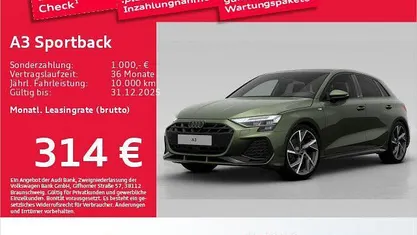 Distriktgrün metallic Gebraucht 2025 Audi A3 S-Line Limousine | 36.358 € (Fairer Preis)