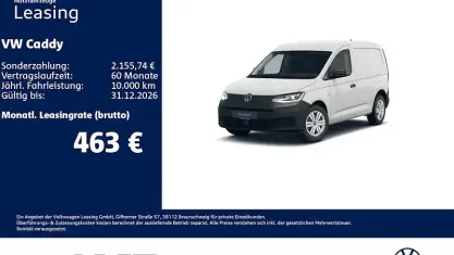 Neu VW Caddy 122 PS (89 kW) 2026 Candyweiß Van / Kleinbus