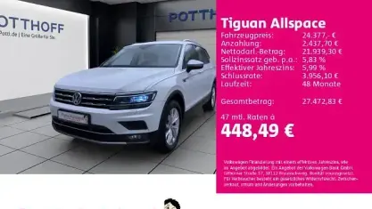 Gebraucht VW Tiguan Allspace Highline 150 PS (110 kW) 2021 Weiß SUV