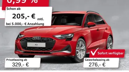 Occasion Audi A3 Advanced 204 ch (150 kW) 2025 Rouge Berline