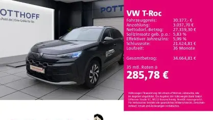Gebraucht VW T-Roc Life 116 PS (85 kW) 2026 Schwarz SUV