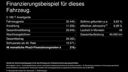 Unilack schwarz Gebraucht 2023 Mercedes C180 Avantgarde Kombi | 32.440 € (Fairer Preis)