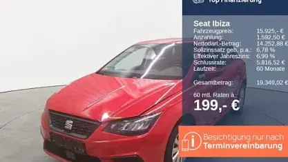 Brugt Seat Ibiza Style 95 HK (69 kW) 2022 Rød Sedan