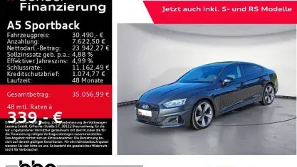 Gebraucht Audi A5 Sportback Advanced Plus 163 PS (119 kW) 2022 Grau Kleinwagen