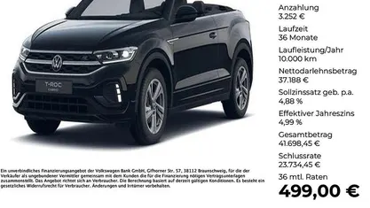 Deep black perleffekt Neu 2025 VW T-Roc Cabriolet R-line Cabrio | 40.440 € (Superpreis)