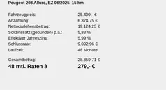 Gebraucht 2025 Peugeot 208 Allure Kleinwagen | 25.499 € (Fairer Preis)