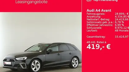 Schwarz Gebraucht 2023 Audi A4 S-Line Kombi | 28.459 € (Fairer Preis)