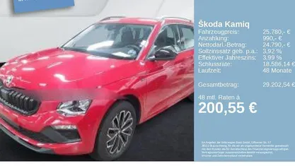 Rot Gebraucht 2025 Skoda Kamiq SUV | 25.780 € (Guter Preis)