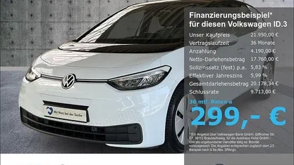 Gebraucht VW ID.3 Pure 110 kW (150 PS) 2022 Weiß Kleinwagen