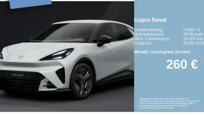 Neu Cupra Raval Endurance 155 kW (211 PS) 2026 Glacial white metallic Limousine