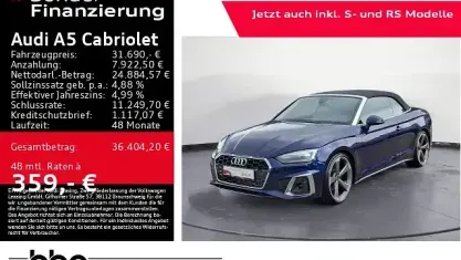 Gebraucht Audi A5 Cabriolet S-Line 150 PS (110 kW) 2022 Blau Cabrio
