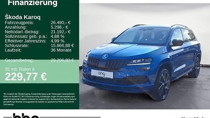 Raceblau metallic Gebraucht 2021 Skoda Karoq SportLine SUV | 26.490 € (Fairer Preis)