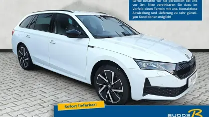 Neu Skoda Octavia SportLine 204 PS (150 kW) 2025 Moonweiß perleffekt Kombi