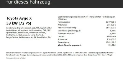 Gebraucht Toyota Aygo X 72 PS (52 kW) 2025 Schneeweiß SUV